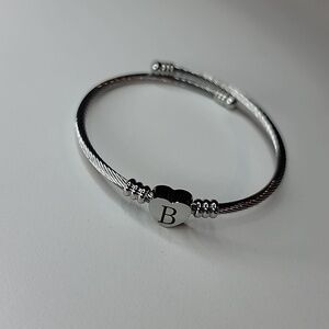 FREE with Purchase NEW "B" Heart Bracelet Cuff Adjustable Stainless Steel
